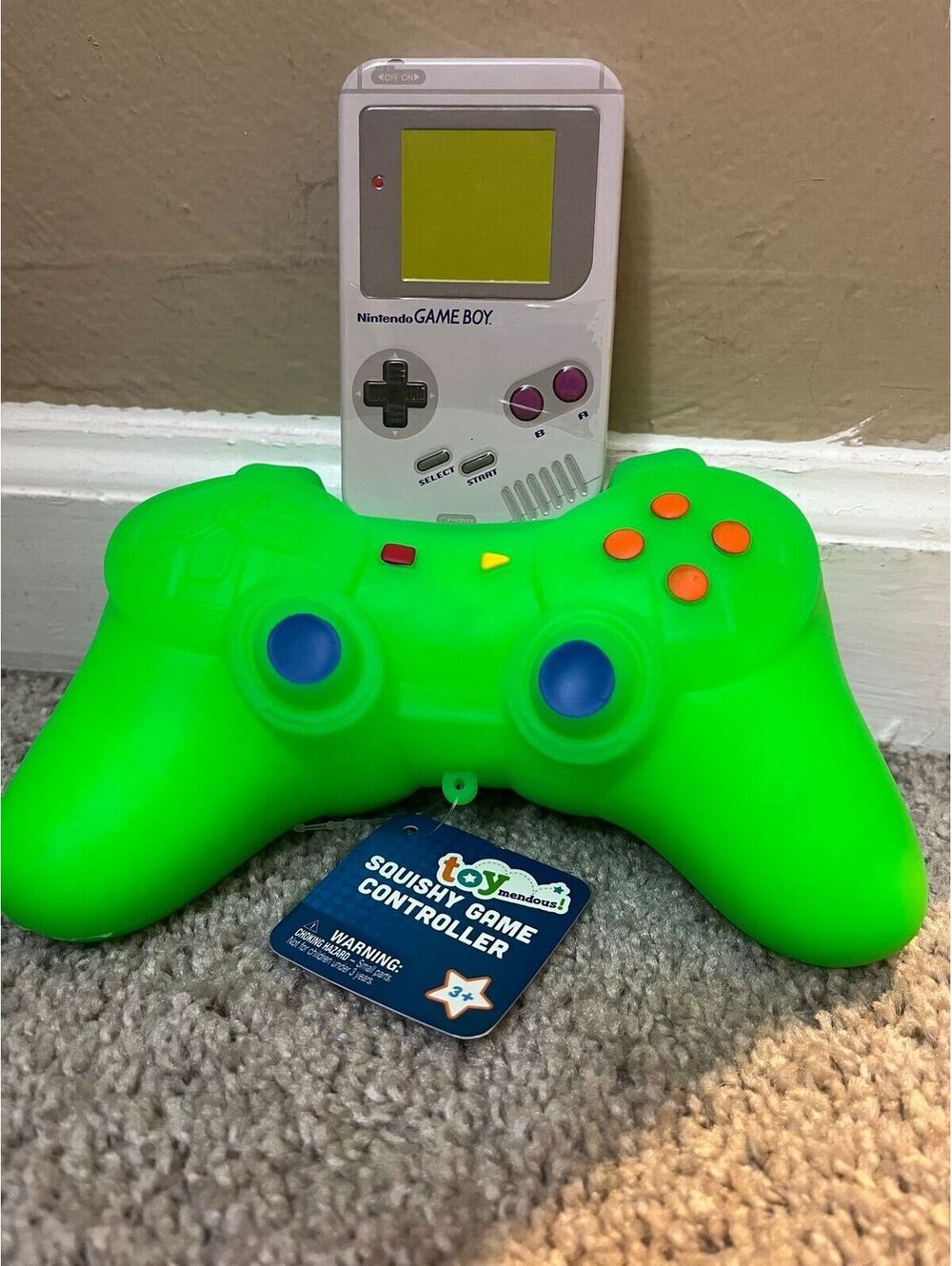2 Piece Gamer Gift Bundle Squishy Controller + Nintendo Game Boy Gaming Gift Set
